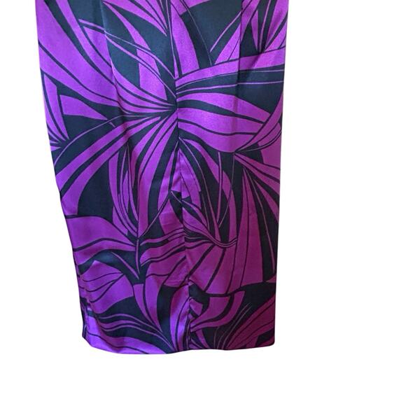 MAGGY LONDON Women’s Purple Black Sheath Ruched Midi Cocktail Dress Size 10 - Picture 13 of 15
